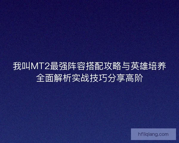 我叫MT2最强阵容搭配攻略与英雄培养全面解析实战技巧分享高阶